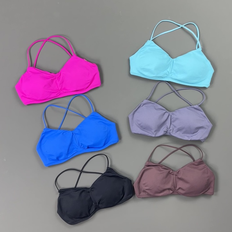 Aquatic Sports Bra - HISTELLO Front Ruched Cross Back Sports